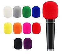 PMELCXD Coloré Microphone Bonnettes, 10 PCS Mousse Micro Anti Bruit, Housse de protection en mousse pour rendre le microphone anti-poussière, anti-chute, antibactérien et coupe-vent (10 couleurs)