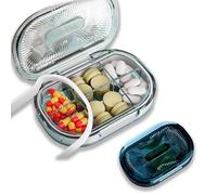 PMELCXD Coupe-Comprimé, 2 PCS Boite Medicaments Voyage - Organiseur de comprimés Portable - Boîte à pilules en Plastique pour médicaments, vitamines et suppléments