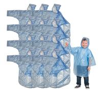 PMELCXD Poncho Pluie Enfant imperméable jetable Transparent Blanc - Taille Unique Large - Capuche avec Cordon - Poncho d'urgence léger pour école, Voyage, Parc, Festival, Plein air