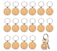 PMELCXD Porte-clés Personnalisable - Portachiavi Legno Exquis et Léger en Rondin de Bois - Décoratif et Fonctionnel, Porte Clef Bois pour Homme et Femme, Prêt pour DIY, Lot de 16