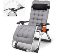 PMFRUG Chaise Longue Pliante, Interieur Inclinable Exterieur Transat Bain de Soleil Fauteuil Relax Jardin 2 en 1 Rembourré Pliant Têtière Amovible Charge Max. 200 Kg