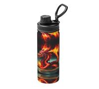 Pmhmer Dragon King In Fire Bouteille d'eau isotherme de sport 532 ml, légère et étanche, adaptée pour les voyages en plein air, simple et élégante.