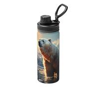 Pmhmer Polar Bear In Winter Gourde isotherme de sport légère et anti-fuite, adaptée pour les voyages en plein air, simple et élégante.