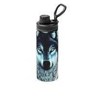 Pmhmer Wolf Under Moon Bouteille d'eau isotherme de sport légère et anti-fuite, adaptée pour les voyages en plein air, simple et élégante.