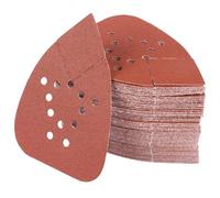 PMIQSA 100 Pièces Feuilles Abrasives Pour Ponceuse, Papier Abrasif Triangulaire 135 x 93 mm 12 Trous Papier abrasif pour ponceuse 120 Grain pour le Travail du Bois, Métal
