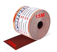 PMIQSA Rouleau De Papier Abrasif Grain 180, 93 mm X 15 M Papier De Verre En Toile éMeri à Base De Tissu, Papier Abrasif à L'Oxyde D'Aluminium Pour Polissage, DéRouillage, Finition
