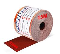 PMIQSA Rouleau De Papier Abrasif Grain 400, 93 mm X 15 M Papier De Verre En Toile éMeri à Base De Tissu, Papier Abrasif à L'Oxyde D'Aluminium Pour Polissage, DéRouillage, Finition