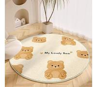 Pmnadfdag Tapis Rond Chambre Enfant Tapis Enfant Poil Court et Doux pour Chambres à Coucher, Salle de Jeu Tapis Chambre Fille, Garçon, Bébé Ø100cm Ours Brun
