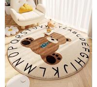 Pmnadfdag Tapis Rond de Chevet de Chambre Tapis de Passage Salon Tapis Lavables Tapis de décoration bébé Tapis Coureur d'enfant Duveteux Tapis pour Enfants Ø140cm Ours Brun