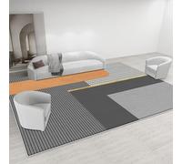 Pmnadfdag Tapis Salon 160 x 280 cm Grand Doux et Antidérapant Tapis Lavable,pour Chambre Adulte et Ado Cuisine Entrée Tapis Lignes géométriques Modernes Gris Orange