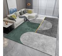 Pmnadfdag Tapis Salon 180 x 200 cm Grand Lavable Antidérapant pour Salon Cuisine,Salle à Manger Poils Ras Doux et Confortable Lignes géométriques Modernes Vert Gris