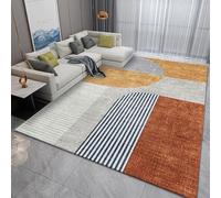 Pmnadfdag Tapis Salon 200 x 300 cm Poils Courts Antidérapant Grand Tapis de Salon Chambre Poil Ras Doux Tapis de Décoration Tapis de Sol Lignes géométriques Modernes Gris Jaune