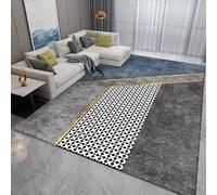 Pmnadfdag Tapis Salon 80 x 120 cm Chambre et Cuisine,Antidérapant,Poils Courts,Doux et Confortable Lignes géométriques Modernes Gris Bleu