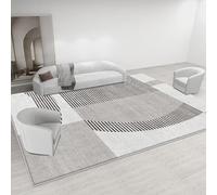 Pmnadfdag Tapis Salon 90 x 150 cm Antidérapant Lavable,pour Chambre,et Cuisine,Poils Courts Doux et Confortable Lignes géométriques Modernes Gris Noir