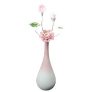 pmnjna Elegant Chinese-Style Ceramic Vase with Artificial Flowers - Perfect Living Room Decorative Ornament(Cherry Blossoms,Small Size)