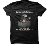 PMNXCVS Flat Earth FE Theory Moon Landing Conspiracy Printed t-Shirt Black(X-Large)