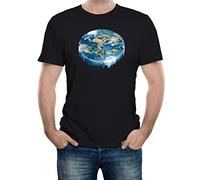 PMNXCVS Flat Earth Waterfall Mens T-Shirt Flat Earther Conspiracy Theory No Sphere Funny Black(Large)