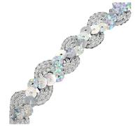 Pmnzdy 25M Ruban de Paillettes Ruban décoratif Application Ruban décoratif Trim de Paillettes Ruban Brillant Bling Ribbon Couture Artisanale Accessoires pour Robe Bandeau Paillettes Argent