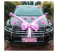 Pmnzdy Autoschmuck Hochzeit Auto Motorhaube Seidenblume Tüll Girlande Band Dekoration Hochzeitsdeko Car Wedding Blumenschmuck Auto Dekoration für Hochzeits Verlobungsfeier Party Rosenrot