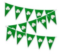Pmnzdy Bannière trèfle irlandais de 10 m - 20 x 30 cm - Accessoires de fête - Bannière trèfle - Vert - Guirlande de fête - Guirlande de trèfle - Résistant aux intempéries - Fête de la Saint Patrick -