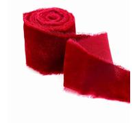 Pmnzdy Ruban de velours - 1 m - Bord effiloché - 3,8 cm - Ruban de mariage - Ruban de satin à franges - Ruban de satin à franges - Pour travaux manuels, nœuds pour cheveux, mariage - Rouge jujubre