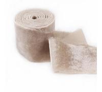 Pmnzdy Ruban de velours - 1 m - Bord effiloché - 3,8 cm - Ruban de mariage - Ruban de satin à franges - Ruban de satin à franges - Pour travaux manuels - Nœuds pour cheveux - Gris beige