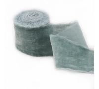 Pmnzdy Ruban de velours - 1 m - Bord effiloché - 5 cm - Ruban de mariage - Ruban de satin à franges - Ruban de satin à franges - Pour bricolage et travaux manuels - Vert gris clair