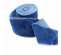 Pmnzdy Ruban de velours - 1 m - Ruban de Noël - Bord effiloché - 5 cm - Ruban de mariage - Ruban cadeau - Ruban de satin à franges - Ruban en soie - Pour travaux manuels - Nœuds pour cheveux - Bleu 1#