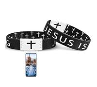 Pmormyy Bracelet avec verset biblique quotidien Jésus est Roi, bracelet à porter pour homme et femme, noir