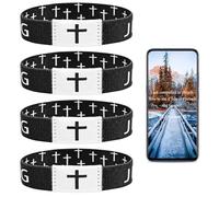 Pmormyy Lot de 4 bracelets à porter avec verset biblique quotidien Jésus est Roi, pour homme et femme, Fibre de polyester, Pas de gemme
