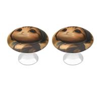 pmoyh Bandeau chat mignon Boutons de Meubles Lot de 2 Boutons de Tiroir Rond Poignées de Meuble pour Cuisine Placard 2.8x2.1cm