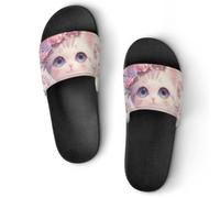 pmoyh Chat blanc et fleurs roses Claquettes Unisexe Pantoufles de Bain Antidérapantes Sandales Chaussons de Maison Slide 42