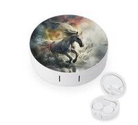 pmoyh Cheval Blanc dans l'eau Etui pour Lentilles de Contact Boite à Lentilles de Contact pour Maison Voyage 8x8cm