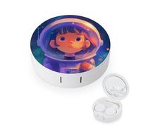 pmoyh Star Filles cosmonautes Etui pour Lentilles de Contact Boite à Lentilles de Contact pour Maison Voyage 8x8cm