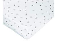 PMP Drap-Housse Blanc Imprimé Etoiles Gris 60 x 120 cm