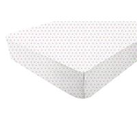 PMP Drap Housse Blanc Imprimé Fleurs Rose / Framboise Betty le Papillon 70X140 cm