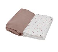 PMP Lot 2 Draps Housse Jersey Imprime Taupe Pois Corail 70X140 cm
