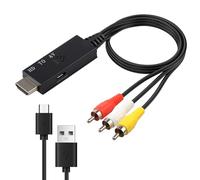 Pmqs Convertisseur HDMI vers RCA, 1080P Adaptateur HDMI vers Composite CVBS AV Compatible Pal/Ntsc, Hdmi RCA Adapter avec Câble USB pour PC, TV, Wii, Xbox, DéCodeur, VHS, Lecteur DVD