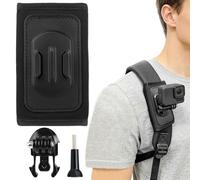Pmqs Sac à Dos Bandoulière Support pour GoPro 13 12 11 10 Support de Fixation Pivotant à 360° pour DJI Osmo Action Insta360 Caméra avec Épaulettes Réglable et Crochet en J