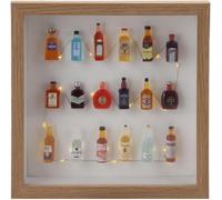 PMS Cadre de présentation de bouteille à LED - Décoration murale lumineuse pour bar, pub, cave d'homme - Décoration miniature lumineuse pour bouteille d'alcool - Cadeau unique pour la fête des pères