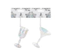 PMS Décoration de Noël en acrylique irisé à suspendre pour verres à vin et martini - 10,5 cm (1 pièce) - Décorations décoratives et élégantes pour les fêtes