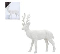 PMS Décoration de Noël en Forme de Renne à Paillettes Blanches - 17 cm, 1 pièce - Décoration de Noël Festive, décoration d'intérieur étincelante pour la Saison des Vacances