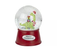 PMS Globe à eau dinosaure avec musique à remonter - Boule à neige musicale de 10 cm avec motif de brontosaure festif - Décoration de Noël amusante et décoration saisonnière