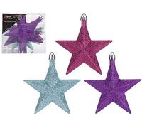 PMS International Lot de 6 boules de Noël à paillettes bleues, roses, violettes 10 cm