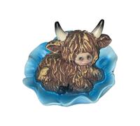 PMS International Statue De Jardin Vache Highland En Pot De Plante Bleue Fleurs