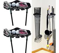 Pmsanzay Lot de 2 supports muraux pour clubs de golf et boîtes de rangement pour balles de golf, garde tout propre et organisé - Pas de club de golf