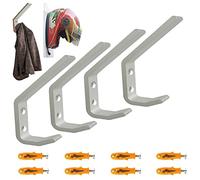pmsanzay Lot de 4 supports de casque de moto, support mural en aluminium robuste pour casque, gants, clés, manteau, sac à dos - avec vis de montage, sans casque