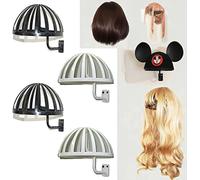 Pmsanzay Lot de 4 supports muraux à suspendre pour perruques, perruques et chapeaux en plastique, maintiennent la forme de la perruque et sont faciles à monter. (2 noirs + 2 blancs)
