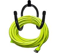 Pmsanzay Support mural pour tuyau d'arrosage en métal - Peut contenir facilement un de 38,5 cm Crochet réglable (peut supporter 9,1 kg) Parfait clôture à maillons et fixation murale Noir