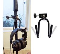 Pmsanzay - Support universel de fixation pour casque et tambourins - Sans instrument - Métal - Universel (1 cm à 3,8 cm) - Facile à installer - Indispensable pour studio de production/radio